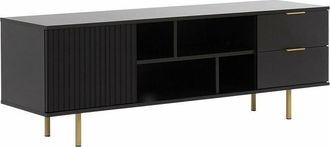 Mirjan24 Mobilier1 - Mueble Tv Virdomi 105, Negro, N&uacute;mero De Puertas: 0, N&uacute;mero De Cajones: 0, 150x52x41cm
