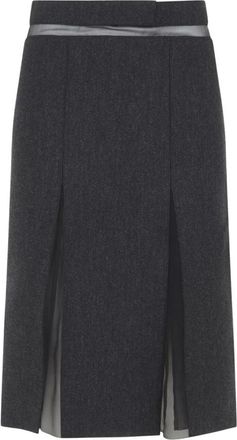 Prada Falda Midi de Lana Doble - Skirts - Mujer - Gris - M