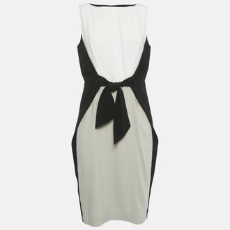 Paule Ka Black Crepe Tie-Up Detail Midi Dress