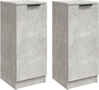 vidaXL Vidaxl - Aparadores 2 uds madera contrachapada gris hormigón 30x30x70 cm