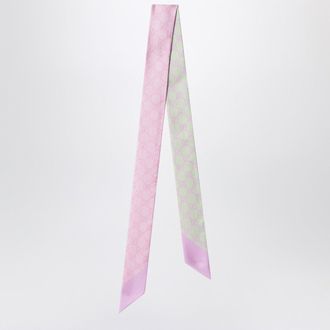 Gucci Foulard sottile in seta con motivo GG rosa/acquamarina