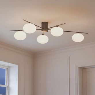 Lindby L&aacute;mpara de techo de vidrio negro