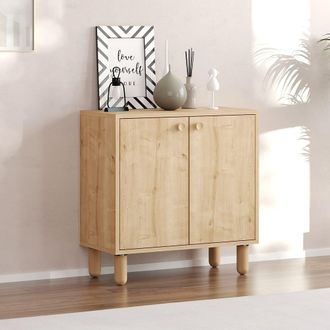 Dmora Aparador Pontida, Alacena Un Estante, 2 Puertas, 2 Compartimentos, 72x36x73h Cm Marr&oacute;n Roble