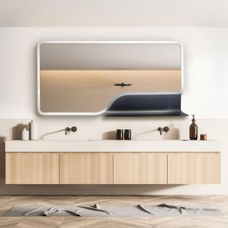 Paco Home Paco Home - Specchio Specchio Per Trucco Con Luce Bagno Illuminazione Indiretta Tipo 9, Rettangolare (120x60 cm)