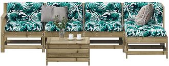 vidaXL Vidaxl - Juego De Muebles Jard&iacute;n 6 Pzas Y Cojines Madera Pino Impregnada