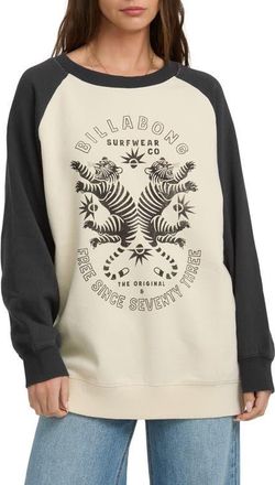 Billabong Emmers Raglan Sleeve Sweatshirt in Black Sands at Nordstrom, Size X-Small