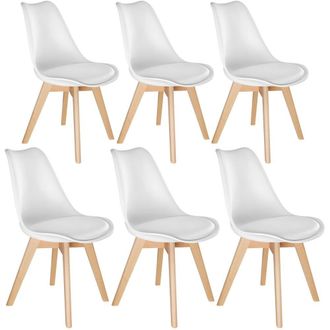 TecTake Dining Chair Set Frederikke Set Of 6 - White | Size: 6 Pack