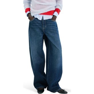 Mango Mid Rise Balloon Jeans in Dark Blue at Nordstrom, Size 14