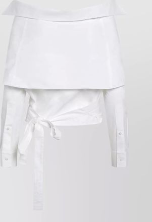 Balenciaga cotton off-the-shoulder wrap cropped blouse