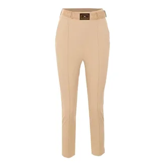 Elisabetta Franchi Cropped Trousers, female, Brown, Size: XL Trousers in technical bi-elastic fabric with belt