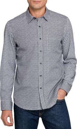 W.R.K Reworked Slim Fit Grey Gingham Check Cotton Button-Up Shirt in Black/Grey at Nordstrom, Size Xx-Large