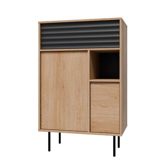 Petits Meubles Buf&eacute; 3 puertas paneles laminados madera y negro