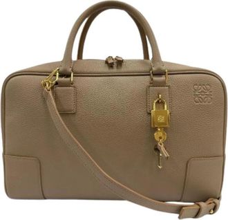 Loewe Pre-owned Americana 28 Soft Grain Calf 2way Shoulder Bag - Dames - Vintage Handtas - Beige - ONE Size - Leer - Vintage