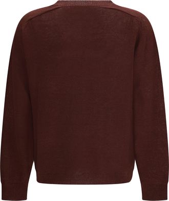 Our Legacy Mens V-Neck Sweater Cabernet Linen; Cotton