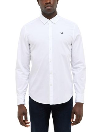 Mustang Langarmhemd MUSTANG Herren Style Canton, Herren, Gr. XXL, US-Gr&ouml;ssen, weiss (wei&szlig; 2007), Popeline, 100% Baumwolle, unifarben, slim fit, Hemden Langarm