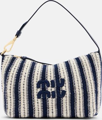 Miu Miu Bolso al hombro de croch&eacute; a rayas con piel