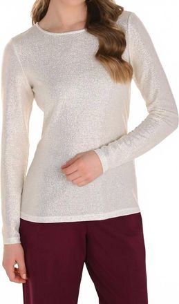 Frank Lyman Design Womens Crew Neck Top In White/gold