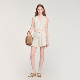 Sandro Striped rhinestone crop top