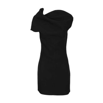 Jacquemus Draped Shoulder Dress - female - Jacquemus - Party Dresses - Black - XS - Dresses