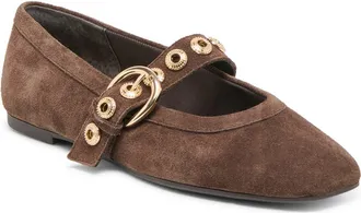 Dolce Vita Marten Mary Jane Ballet Flat in Dark Brown Suede at Nordstrom, Size 6.5