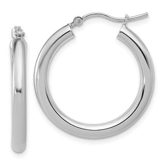 Diamond2Deal 14K White Gold Polished Round Shape Hoop Earrings