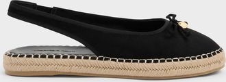 Charles & Keith Faux Suede Bow Slingback Espadrilles