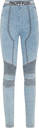 Philipp Plein Denim leggings met logo-tailleband - Dames - Skinny Jeans - Blauw - W28 - Denim - Jeans