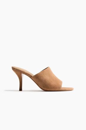 H&M Heeled Leather Sandals in Dark Beige at Nordstrom, Size 10