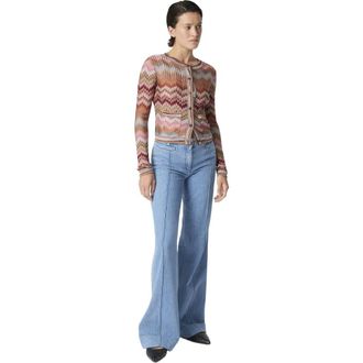 Missoni Denim Flared Trousers With Cuffed Hem And Center Crease in Blue at Nordstrom, Size 42 It