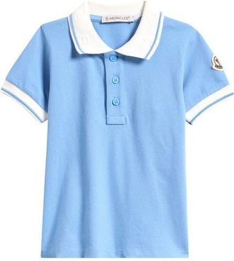 Moncler Kids Tipped Polo in Blue at Nordstrom, Size 18-24M