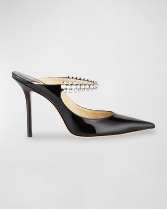 Jimmy Choo London Bing Patent Crystal-Strap High-Heel Pumps
