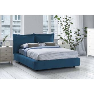 Dmora Dmora - Cama Matrimonial Dbonn, Cama Contenedor Con Revestimiento De Tela, 100% Made In Italy, Apertura Frontal, Adecuado Para Colch&oacute;n 160x190 Cm, Bei