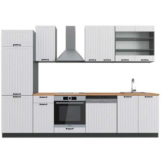 Vicco Mueble De Cocina Fame-line, Casa De Campo Blanca/antracita, 300 Cm, Et Roble