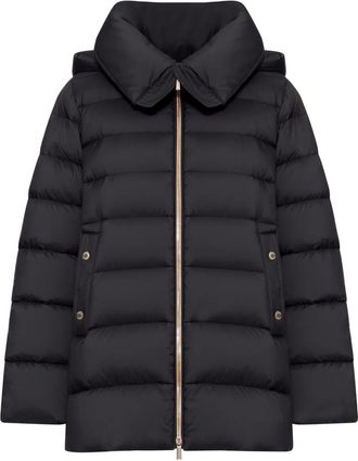 Moorer Piumino trapuntato con cappuccio - Nero
