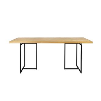 Dutchbone Mesa de comedor de madera clara y acero negro