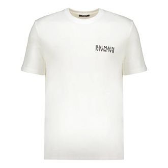 Balmain T-Shirts, male, White, Size: 2XL Comfortable Logo T-shirt