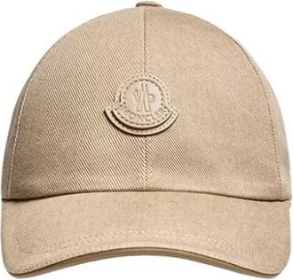Moncler Leren Logo Katoen Gabardine Baseballpet - Heren - Petten - Bruin - ONE Size - Katoen - Accessoires
