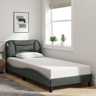 vidaXL Vidaxl - Estructura De Cama Sin Colch&oacute;n Tela Gris Oscuro 90x200 Cm
