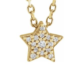 Pompeii3 Dainty Diamond Star Pendant in 14k White, Yellow, or Rose Gold Necklace