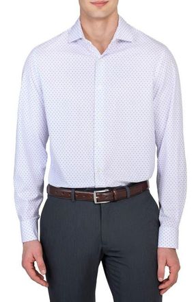 W.R.K Slim Fit Double Diamond Print Performance Dress Shirt in White/Purple at Nordstrom, Size 15.5 - R