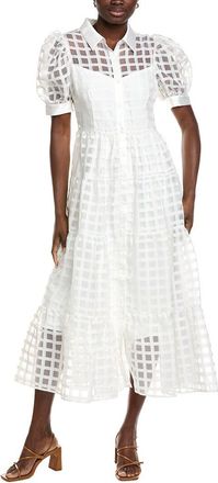 English Factory Gridded Organza Tiered Maxi Dress