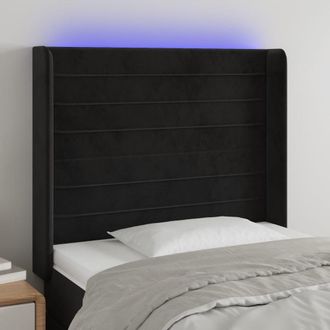 vidaXL Cabecero Con Led De Terciopelo Negro 103x16x118/128 Cm Vidaxl