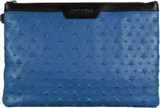 Jimmy Choo London Pre-owned Derek Clutch Tas - Heren - Vintage Clutch - Blauw - ONE Size - Leer - Vintage