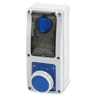 Rosi Collection Presa Interbloccata Verticale Con Portafusibili 16A 2P+T Blu IP67 Rosi 16.3216B6