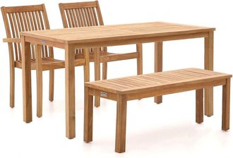 Sunyard Furniture Sunyard Jakarta/Liverpool 145cm dining tuinset met bank 4-delig stapelbaar