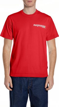 Replay T-Shirt REPLAY, Herren, Gr. XXL, rot, Jersey, Obermaterial: 100% Baumwolle, bedruckt, regular fit h&uuml;ftlang, Rundhals, abgesteppte Kante, Shirts T-Shir