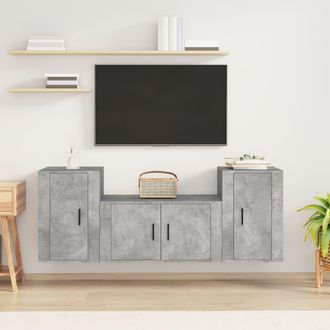 vidaXL Vidaxl - Set De Muebles De Tv 3 Pzas Madera Contrachapada Gris Hormig&oacute;n