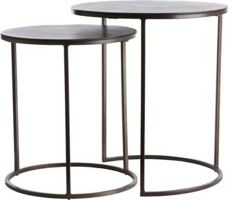 Light & Living Light&living - Conjunto De Mesas Auxiliares Talca Marr&oacute;n Oscuro