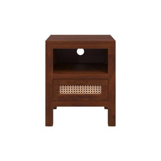 Rendez-Vous D&eacute;co Mesa de noche de madera de mango y ca&ntilde;a