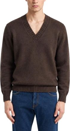 FILIPPO DE LAURENTIIS Jersey de cuello en V - Knitwear - Hombre - Marr&oacute;n - 2XL